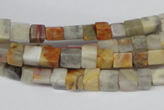 CCU33 15.5 inches 5*5mm cube bamboo leaf agate beads wholesale