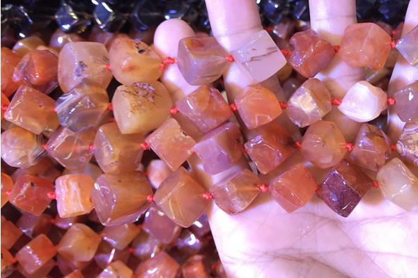 CCU402 15.5 inches 8*10mm - 14*16mm cube red agate beads