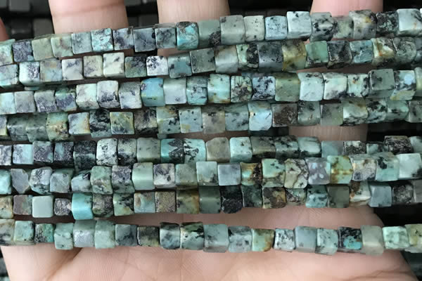 CCU461 15.5 inches 4*4mm cube African turquoise beads wholesale