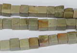 CCU47 15.5 inches 6*6mm cube silver leaf jasper beads wholesale