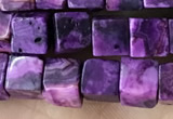 CCU484 15.5 inches 6*6mm cube purple crazy lace agate beads