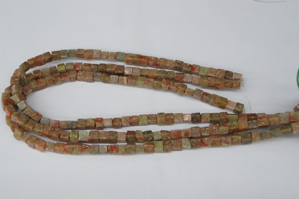 CCU52 15.5 inches 6*6mm cube New unakite beads wholesale