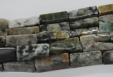 CCU521 15.5 inches 4*13mm cuboid moss agate beads wholesale