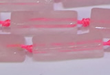 CCU603 15.5 inches 8*20mm - 10*30mm cuboid rose quartz beads