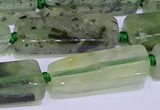 CCU606 15.5 inches 8*20mm - 10*30mm cuboid green rutilated quartz beads