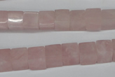 CCU63 15.5 inches 8*8mm cube rose quartz beads wholesale