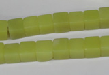 CCU64 15.5 inches 8*8mm cube olive jade beads wholesale