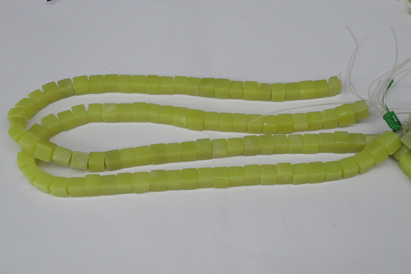 CCU64 15.5 inches 8*8mm cube olive jade beads wholesale