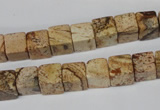 CCU65 15.5 inches 8*8mm cube picture jasper beads wholesale