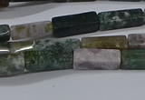 CCU713 15.5 inches 4*13mm cuboid moss agate beads wholesale