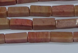 CCU717 15.5 inches 4*13mm cuboid pink wooden jasper beads wholesale