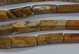 CCU738 15.5 inches 4*13mm cuboid picture jasper beads wholesale