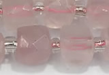 CCU753 15 inches 8*8mm faceted cube rose quartz beads