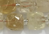 CCU755 15 inches 8*8mm faceted cube citrine beads