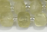 CCU756 15 inches 8*8mm faceted cube lemon quartz beads