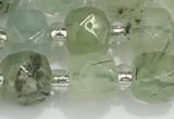 CCU757 15 inches 8*8mm faceted cube green rutilated quartz beads