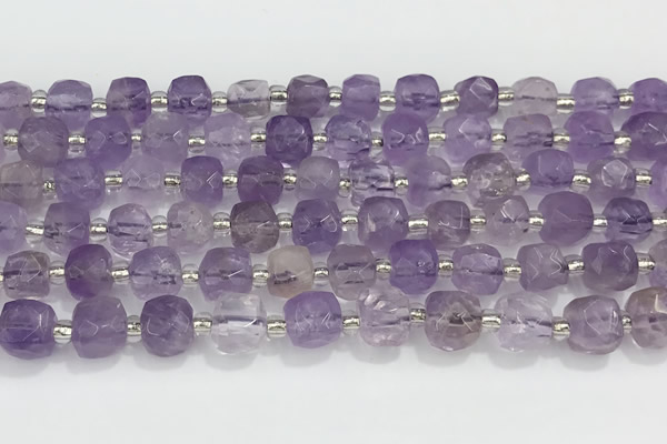 CCU758 15 inches 8*8mm faceted cube ametrine beads