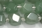 CCU759 15 inches 8*8mm faceted cube green aventurine beads