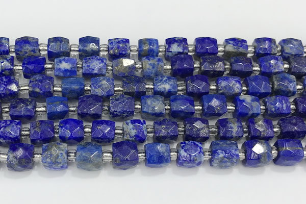 CCU765 15 inches 8*8mm faceted cube lapis lazuli beads