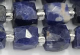 CCU766 15 inches 8*8mm faceted cube sodalite beads