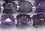 CCU769 15 inches 8*8mm faceted cube amethyst beads