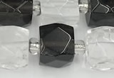 CCU771 15 inches 10*10mm faceted cube white crystal & smoky quartz beads