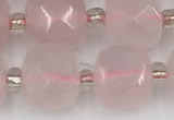 CCU773 15 inches 10*10mm faceted cube rose quartz beads