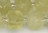 CCU774 15 inches 10*10mm faceted cube lemon quartz beads