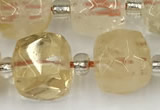 CCU775 15 inches 10*10mm faceted cube citrine beads