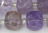 CCU779 15 inches 10*10mm faceted cube ametrine beads