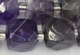 CCU783 15 inches 10*10mm faceted cube amethyst beads