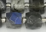 CCU786 15 inches 10*10mm faceted cube labradorite beads