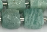 CCU787 15 inches 10*10mm faceted cube amazonite beads