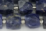 CCU788 15 inches 10*10mm faceted cube sodalite beads