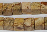 CCU80 15.5 inches 12*12mm cube picture jasper beads wholesale