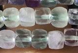 CCU804 15 inches 4mm faceted cube fluorite beads