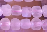 CCU806 15 inches 4mm faceted cube rose quartz beads