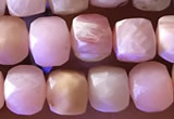 CCU807 15 inches 4mm faceted cube pink opal beads