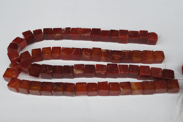 CCU81 15.5 inches 12*12mm cube red agate beads wholesale