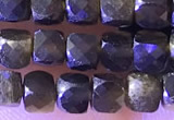 CCU814 15 inches 4mm faceted cube obsidian beads