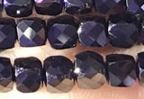 CCU815 15 inches 4mm faceted cube black tourmaline beads