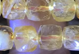 CCU817 15 inches 6mm faceted cube citrine beads