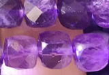 CCU818 15 inches 6mm faceted cube amethyst beads