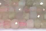 CCU831 15 inches 4mm faceted cube morganite beads