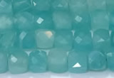 CCU835 15 inches 4mm faceted cube amazonite beads