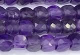 CCU840 15 inches 4mm faceted cube amethyst beads