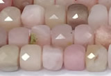 CCU848 15 inches 4mm faceted cube pink opal beads