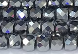 CCU850 15 inches 4mm faceted cube terahertz beads