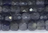 CCU851 15 inches 4mm faceted cube iolite beads