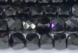 CCU855 15 inches 4mm faceted cube black spinel beads